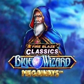 Logo of Fire Blaze Blue Wizard Megaways from Rarestone Gaming at LuckyVibe Casino